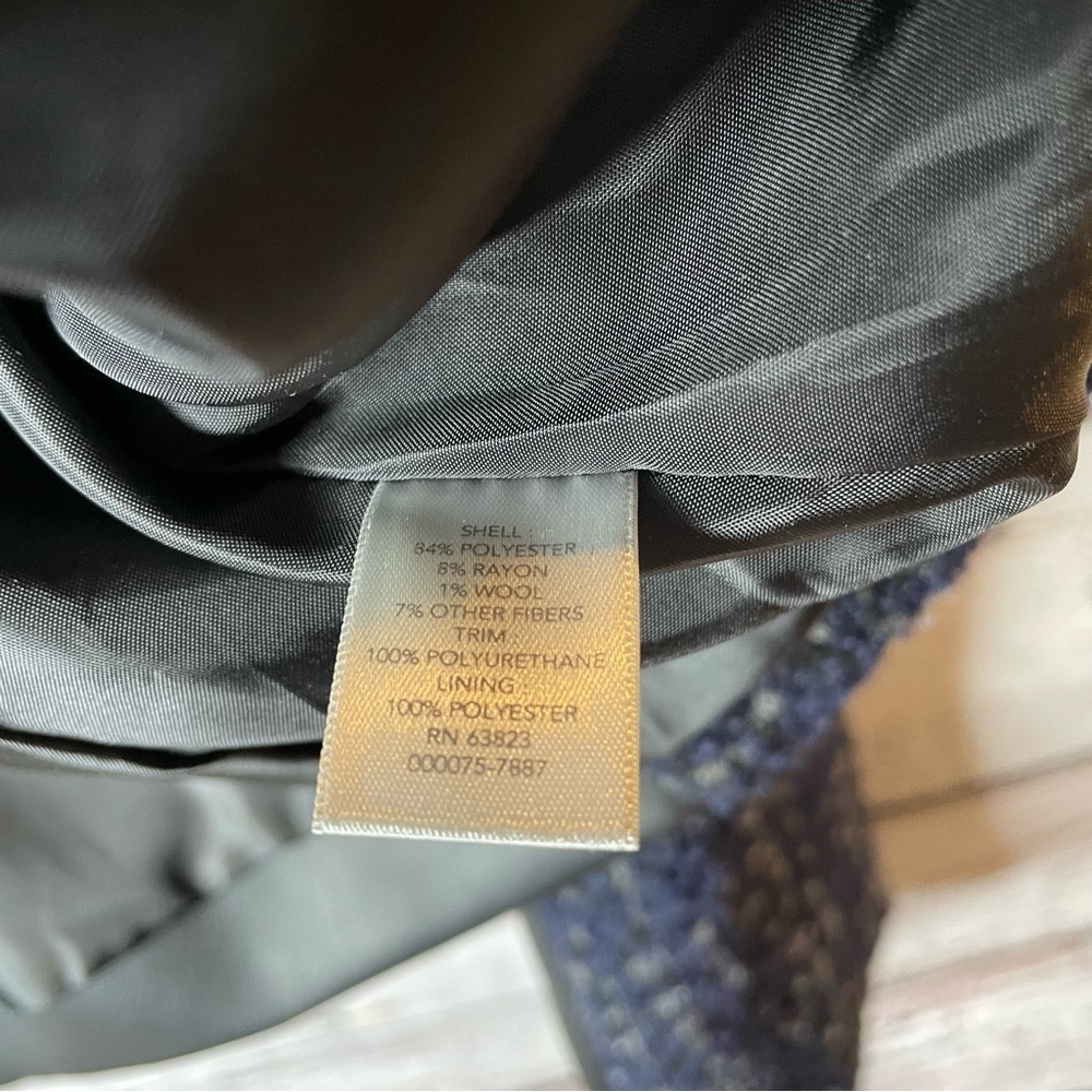 🏷️NWT‎ Christopher & Banks Nubby Tweed Bomber Jacket Medium Faux Leather Panels - Picture 7 of 13